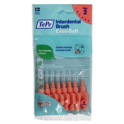 TEPE EXTRA SOFT, dantų šepetėlis tarpdančiams, raudonas, 8 vnt., 0.5 mm