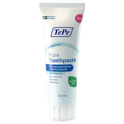 TEPE PURE, dantų pasta jautriai-sausai burnai, be skonio, 75 ml