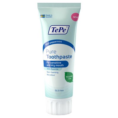 TEPE PURE, dantų pasta jautriai-sausai burnai, mėtų skonio, 75 ml