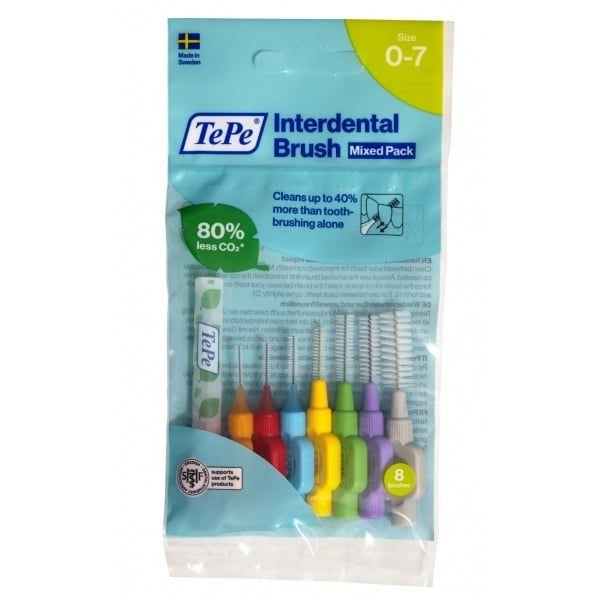 TEPE tarpdančių šepetėliai, įvairūs, 8 vnt