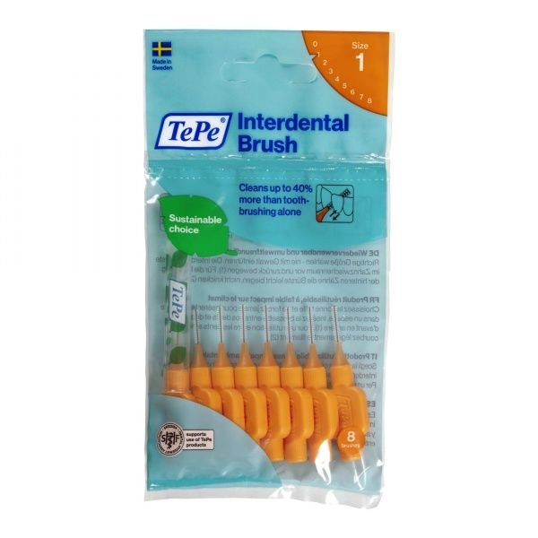 TEPE tarpdančių šepetėliai, oranžiniai, 8 vnt., 0.45 mm