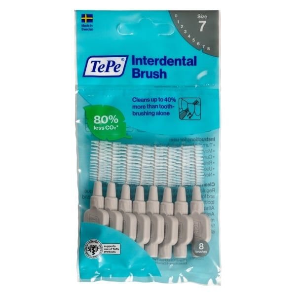 TEPE tarpdančių šepetėliai, pilki, 8 vnt., 1.3 mm