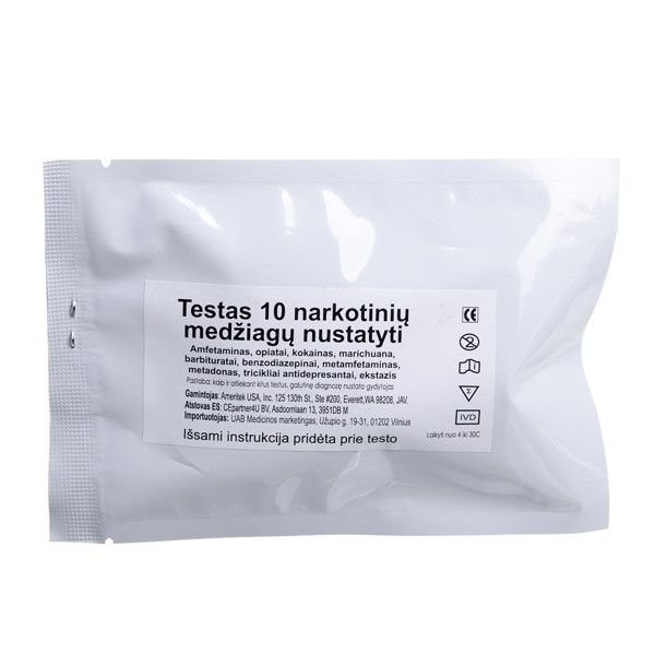 Testas narkotinėms medžiagoms nustatyti, 10 medžiagų, 1 vnt