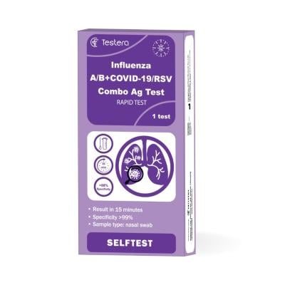 TESTERA Kombinuotas Gripo A+B/Covid-19/RSV antigenų testas, N1