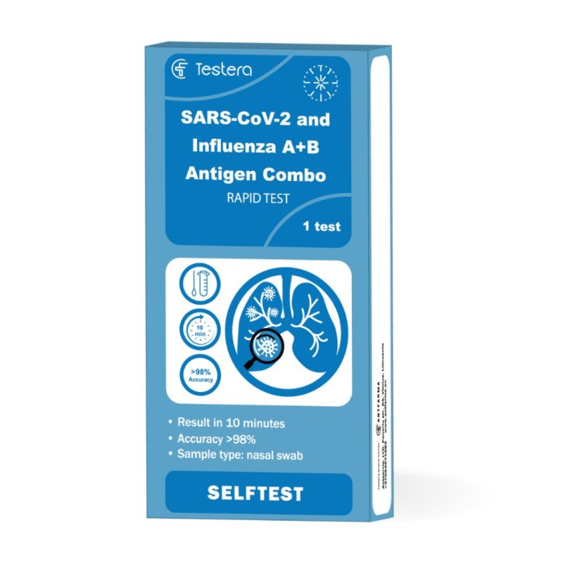 Testera Kombinuotasis Gripo A/B+SARS-CoV-2 testas savikontrolei
