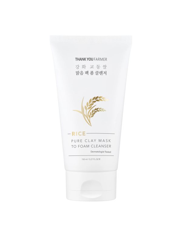 THANK YOU FARMER Rice Pure Clay Mask/Foam valiklis 2in1, 150 ml