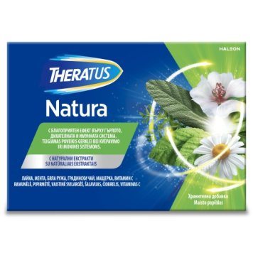 THERATUS Natura (aviečių skonio) čiulpiamos tabletės N16