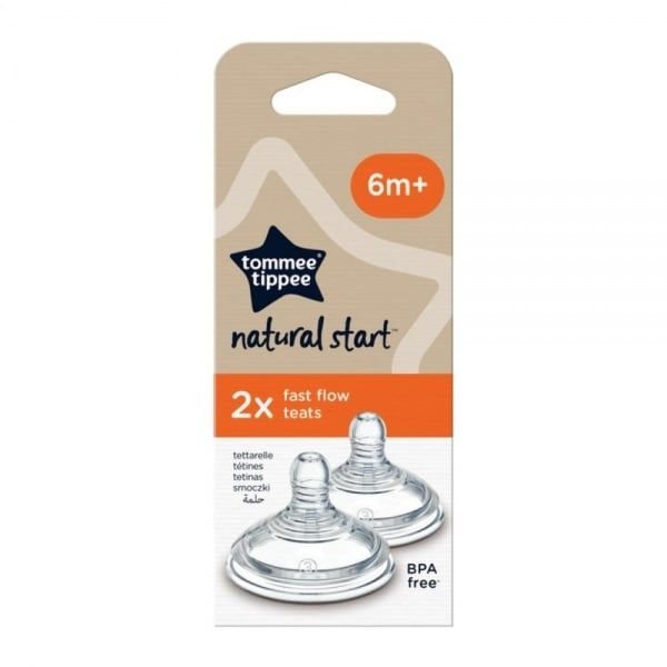 TOMMEE TIPPEE greitos srovės žindukai su sterilizavimo funkcija NATURAL START EASI-VENT, 2 vnt