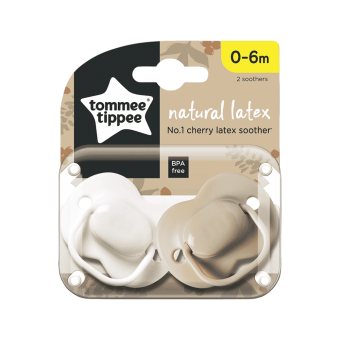 TOMMEE TIPPEE lateksiniai čiulptukai, apvali forma, 0–6 mėn., 2 vnt