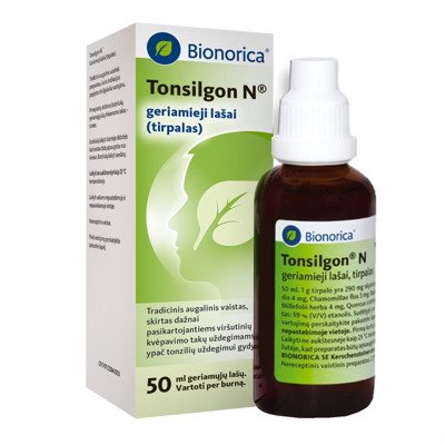 TONSILGON N, geriamieji lašai (tirpalas), 50 ml