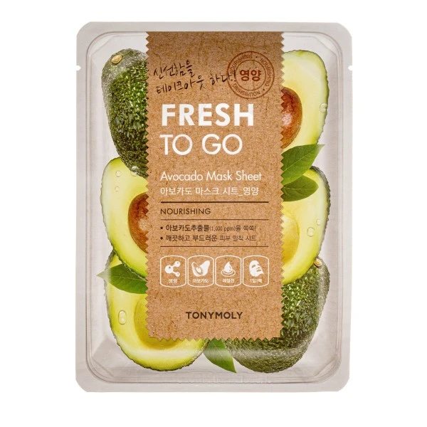 TONYMOLY Fresh To Go kaukė veidui lakštinė su avokadais, Vnt, 25 g