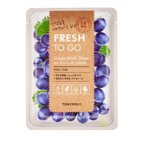 TONYMOLY Fresh To Go kaukė veidui lakštinė su vynuogėmis, Vnt, 25 g