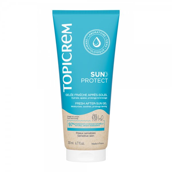 TOPICREM drėkinamoji kūno želė po saulės SUN PROTECT, 200 ml