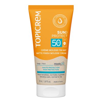 TOPICREM, Sun Protect Matte finish, apsauginis veido kremas, SPF50, 50 ml