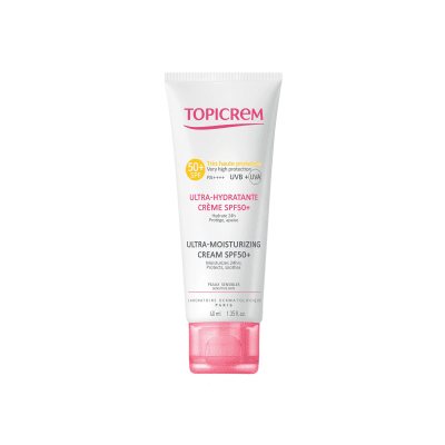 TOPICREM ypač stiprios apsaugos drėkinamasis kremas UM SPF50+, 40 ml