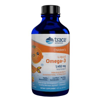 Trace Minerals, Skysti žuvų taukai Omega-3 vaikams, 2400 mg, nuo ., 237ml, 3 m