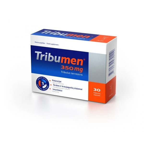 TRIBUMEN maisto papildas 350 mg, 30 kaps.