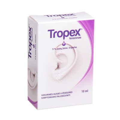 TROPEX, 5 %, ausų lašai, tirpalas, 10 ml
