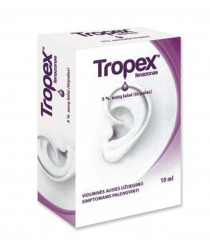 TROPEX 50 mg/ml ausų lašai, tirpalas, 10 ml