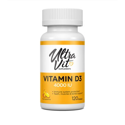 ULTRAVIT D vitaminas D3 4000 TV, 120 minkštųjų kapsulių