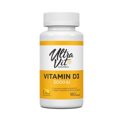ULTRAVIT VITAMIN D3 2000IU, 180 kapsulių