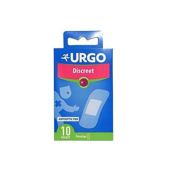 URGO antiseptiniai pleistrai DISCREET, vokelis, x 7,2 cm, 10 vnt., 1.9 cm