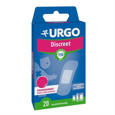 URGO DISCREET, nepastebimas pleistras, 3 dydžių, 20 vnt
