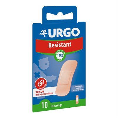 URGO RESISTANT, pleistras, 10 vnt., 1.9 x 7.2 cm