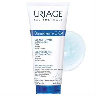URIAGE BARIEDERM CICA, gelinis prausiklis su Cu-Zn, 200 ml