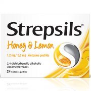 Vaistas nuo gerklės skausmo su medumi ir citrina STREPSILS, 24 pastilės