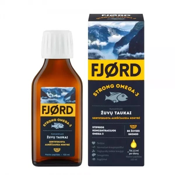 VALENTIS FJORD Strong Omega-3 žuvų taukai, 100 ml