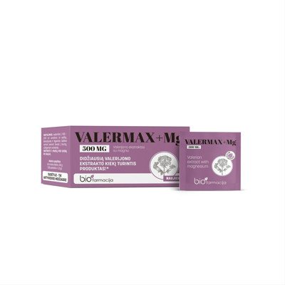 VALERMAX + MG, 500 mg., milteliai, 28 paketėliai