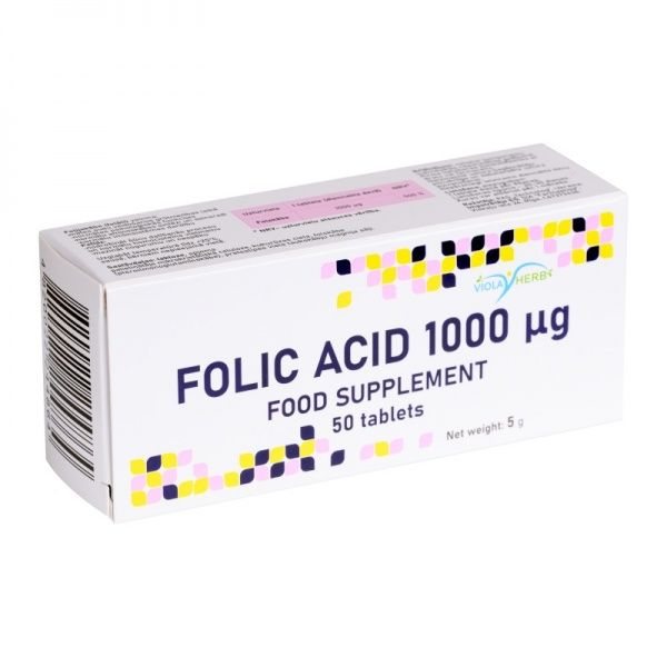 VERATRUM maisto papildas FOLIO RŪGŠTIS 1 mg, 50 tab.