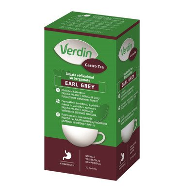 VERDIN GASTRO TEA EARL GREY, arbata virškinimui, 20 maišelių
