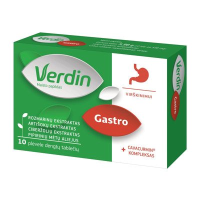 VERDIN GASTRO,10 plėvele dengtų tablečių