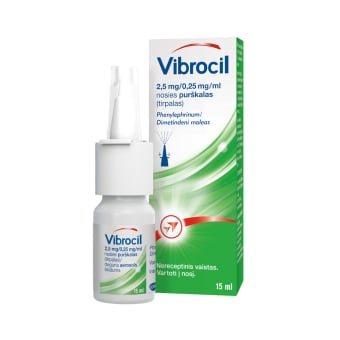 VIBROCIL 2,5mg/0,25mg/ml, nosies purškalas (tirpalas), N1, 15 ml