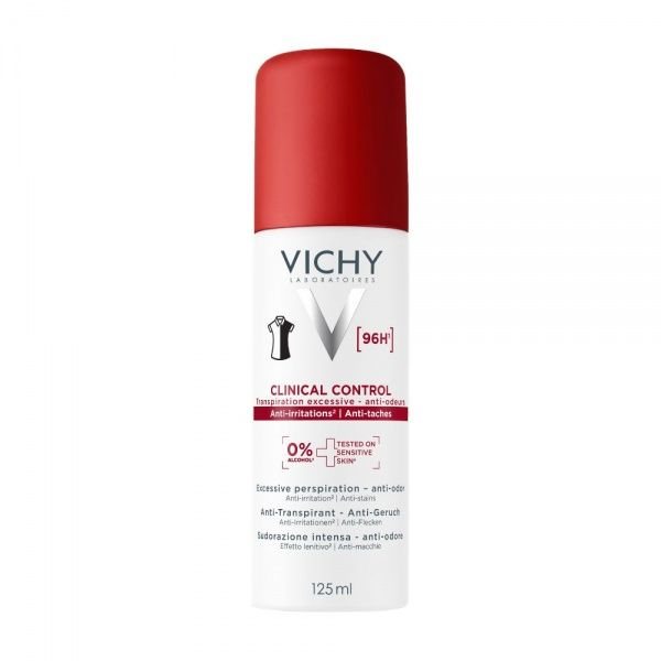 VICHY 96 val. purškiamas dezodorantas antiperspirantas nuo padidėjusio prakaitavimo, 125 ml