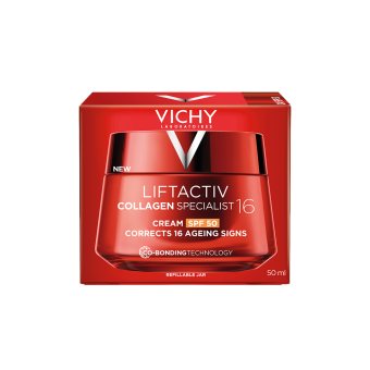 VICHY dieninis veido kremas LIFTACTIV COLLAGEN SPECIALIST 16 SPF 50, pakartotinai pripildomas kremo indelis., 50 ml
