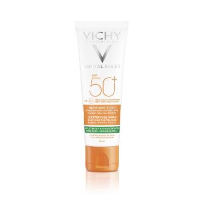 VICHY matinį efektą suteikianti kasdienė priemonė nuo saulės CAPITAL SOLEIL 3-IN-1, SPF 50, 50 ml
