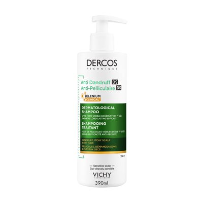 VICHY DERCOS, šampūnas nuo pleiskanų sausai galvos odai, 390 ml