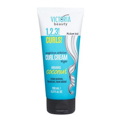 Victoria Beauty 1,2,3! Curls! Nenuplaunamas kremas garbanotiems plaukams, 200 ml