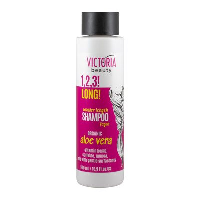 Victoria Beauty 1,2,3! Long! Plaukų augimą skatinantis šampūnas su organiniu alaviju, 500 ml