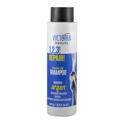 Victoria Beauty 1,2,3! Repair! Šampūnas pažeistiems plaukams su arganų aliejumi, 500 ml