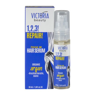Victoria Beauty 1,2,3! Repair! Serumas pažeistiems plaukams su organiniu arganų aliejumi, 30 ml