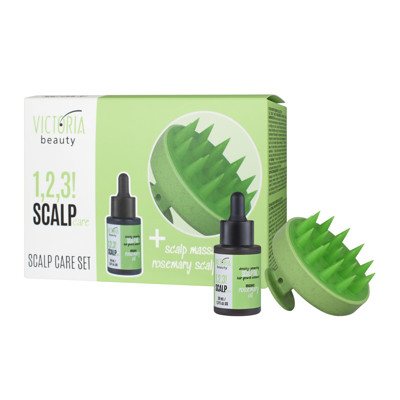 Victoria Beauty 1,2,3 Scalp Care Set! plaukų priežiūros rink. (rozmarinų al., ir masažuoklis), 30 ml