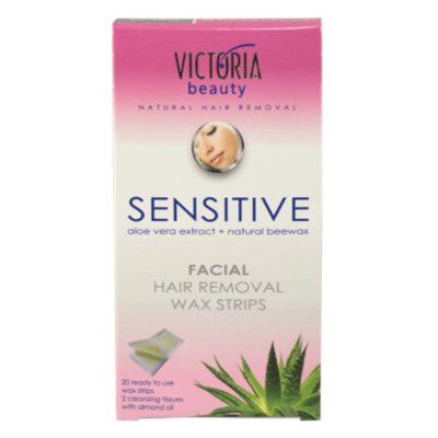 Victoria Beauty depiliacinės vaško juostelės veidui, jautriai odai, 20 vnt