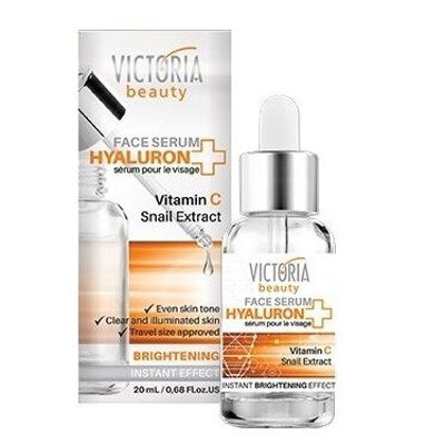 Victoria Beauty Hyaluron+ šviesinamasis veido serumas su vitaminu C ir sraigių sekretu, 20 ml