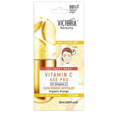 Victoria Beauty lakštinė veido kaukė su vit C ir apelsinų ekstraktu 1vnt, 20 ml