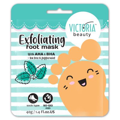 Victoria Beauty šviečiamoji pėdų kaukė su pipirmėčių ir arbatmedžių ekstraktais, (40gr), 1 pora