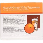 Vidurių užkietėjimui apelsinų skonio granulės geriamajam tirpalui MUCOFALK ORANGE, 5g 20 paketėlių, 3.25 g